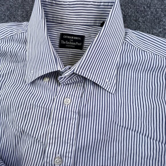 Gitman Bros Button Up Shirt Blue White Striped Fashion Post Louisville 17 35 - Picture 8 of 12